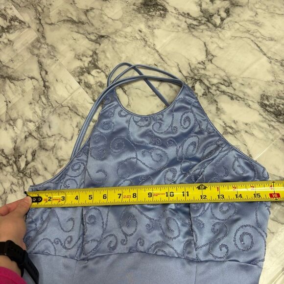 Vintage 1990s Be smart made in USA formal prom grown size 7/8 blue beaded dresss - Picture 10 of 10